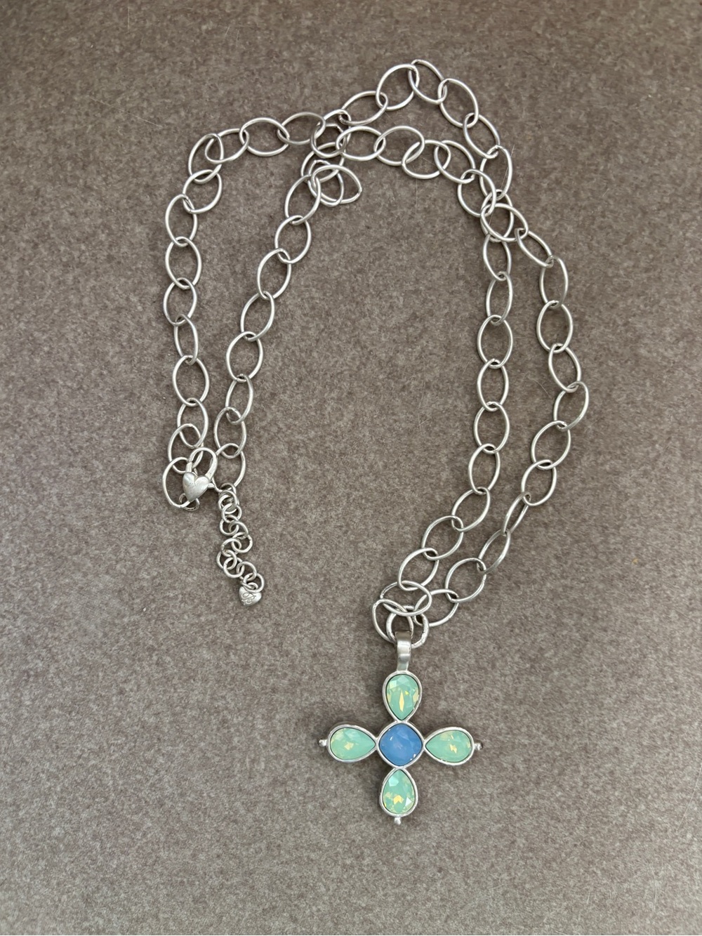 Brighton silver chain-link necklace with gemstone pendant